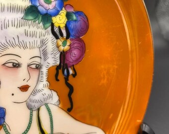 オールド ノリタケ アールデコ プレート – 花をつけたポンパドール夫人