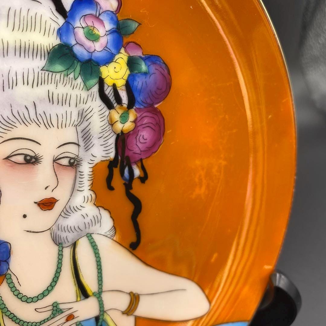 オールドノリタケ　ノリタケ　アールデコ　ポンパドール婦人　プレート　デコレディ オールド ノリタケ アールデコ プレート – 花をつけたポンパドール夫人