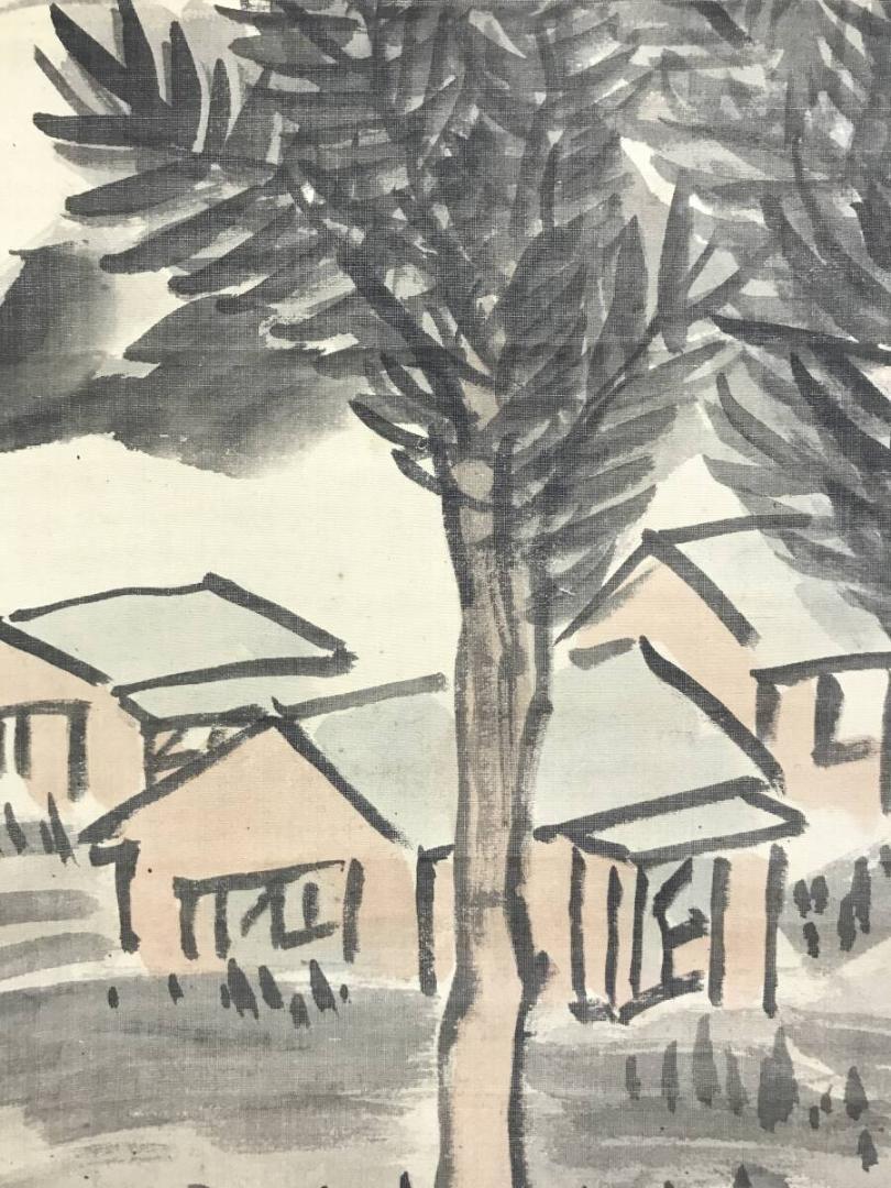 横井金谷 水墨画 掛け軸 横井金谷 箱付 雪中茅屋之図⁄Web書画
