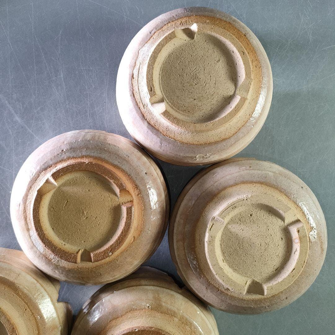 萩焼 九頭謙信作 割山椒椀 5個セット - 木箱入りの素朴な懐石・和菓子