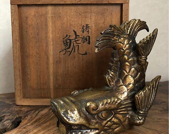 江戸時代の青銅製観音像 - 高さ30cm、穏やかな眼差しと流れるような衣