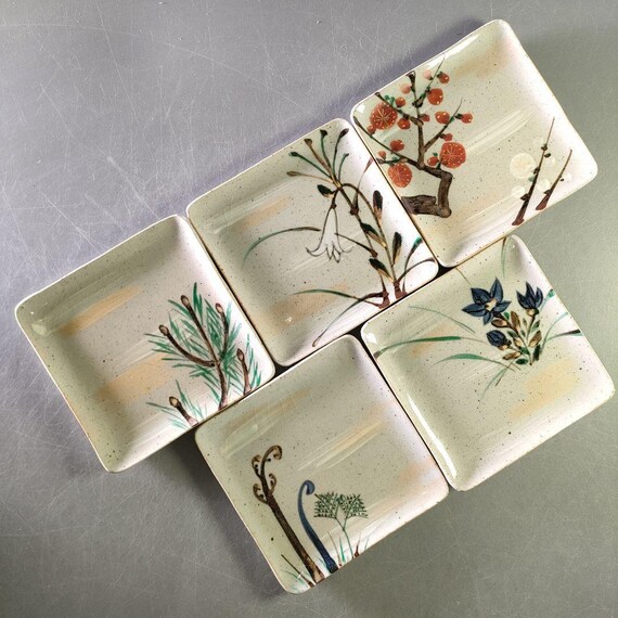 和食器　茶懐石　幸兵衛窯　絵変四方皿　銘々皿　五客　共箱　N　9420 和食器 茶懐石 幸兵衛窯 絵変四方皿 銘々皿 五客 共箱 N 9420 - メルカリ