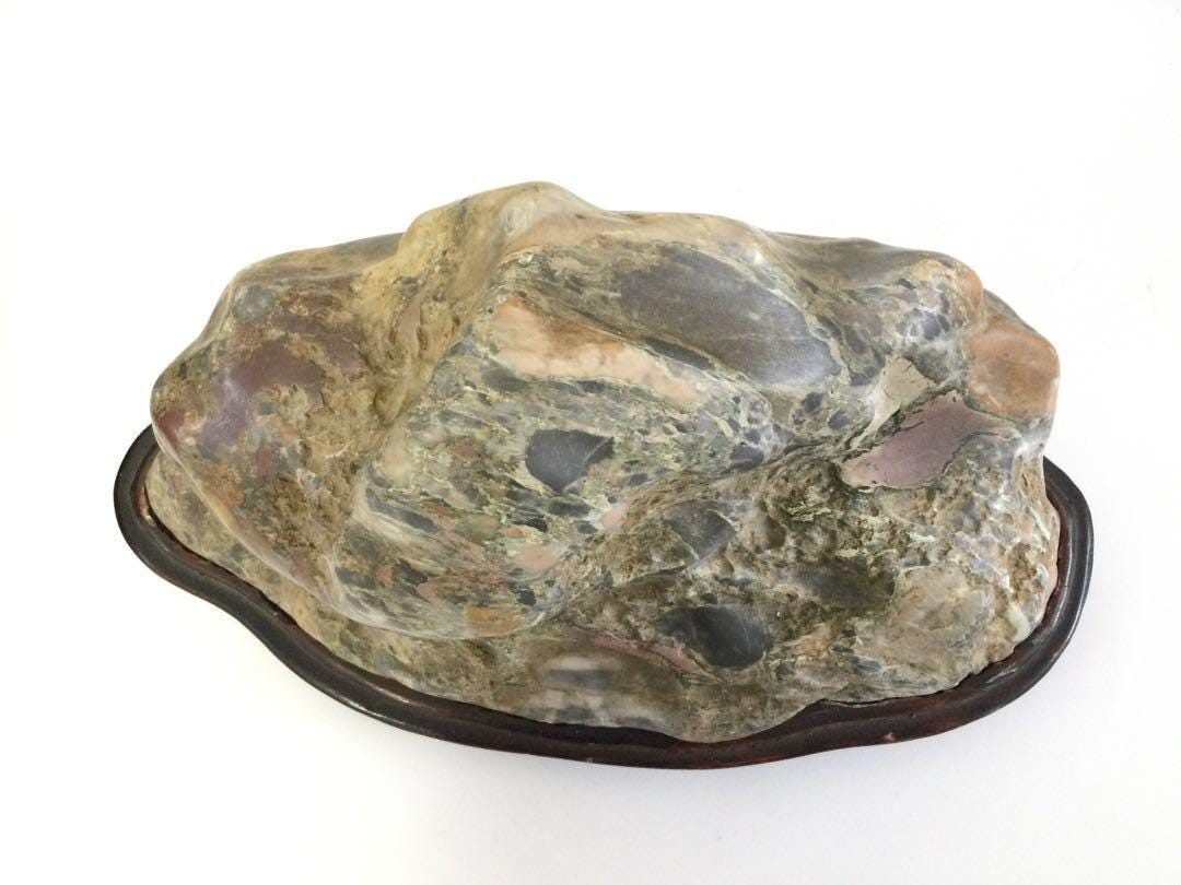Japanese Viewing Stone Suiseki – Natural Scholar's Rock With Wood