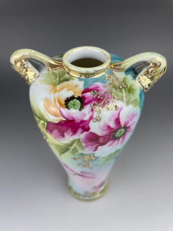アンティーク ノリタケ ポピー花瓶 1915年頃 – アールヌーボー様式の花