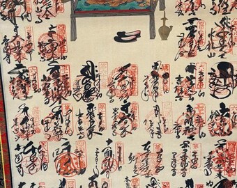 Shikoku Pilgrimage Scroll With Temple Stamps – Japanese Henro