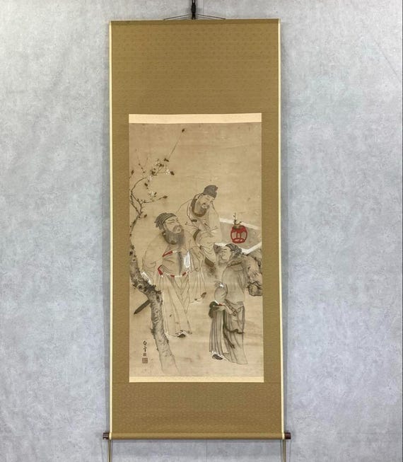 Antique Japanese Hanging Scroll by Hakusetsu – Three Wise Men