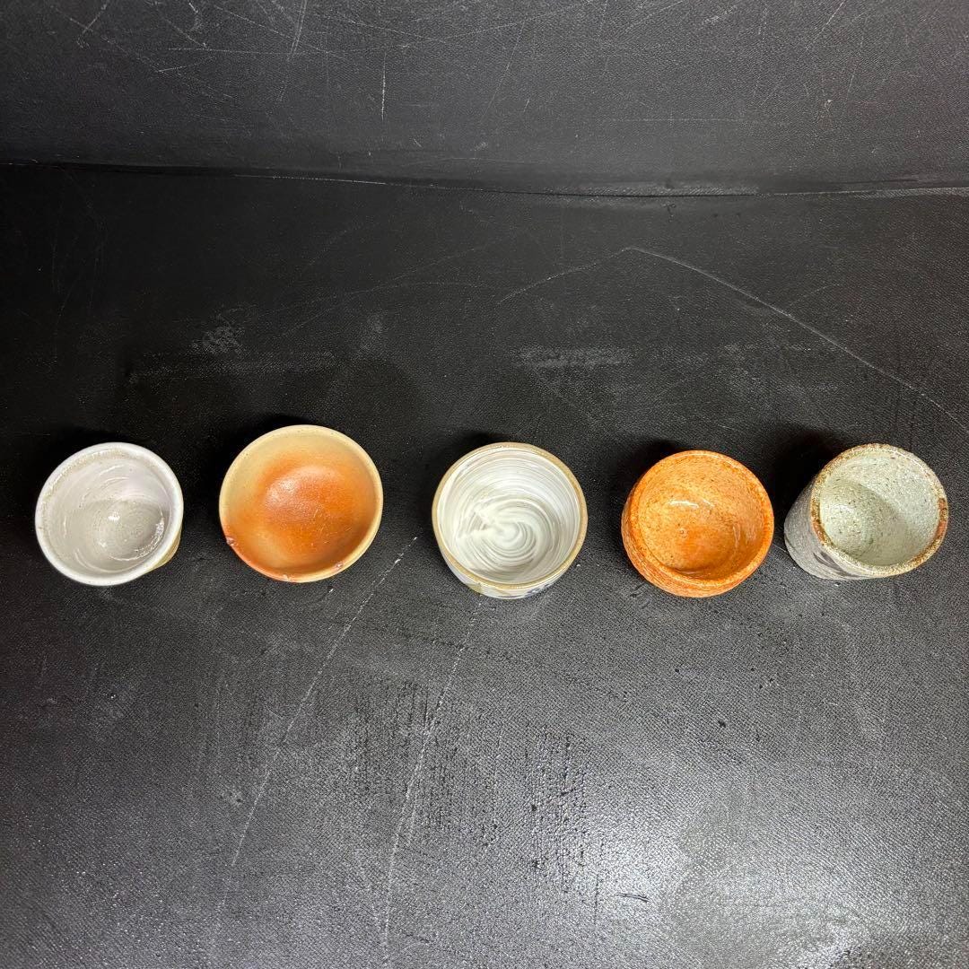 一口杯 ５個 焼物 Japanese Sake Cup Set by Eikyu – 5 Kiln-varied Guinomi With