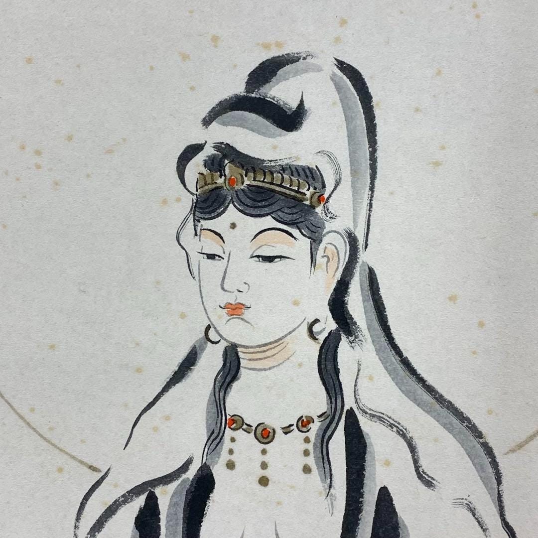 松本大円作「聖観音図」掛軸 ― 銘入り友箱入り菩薩坐像 - Etsy 日本