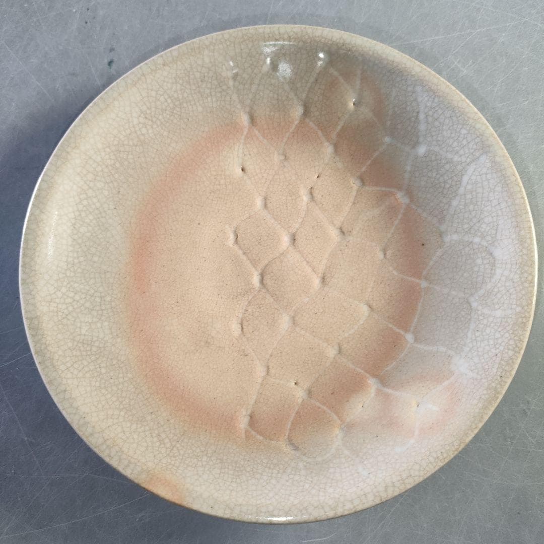 朝日焼 明々皿 5枚セット 第74代 朝日豊斎作 遠州七窯 貫入網文様 友箱