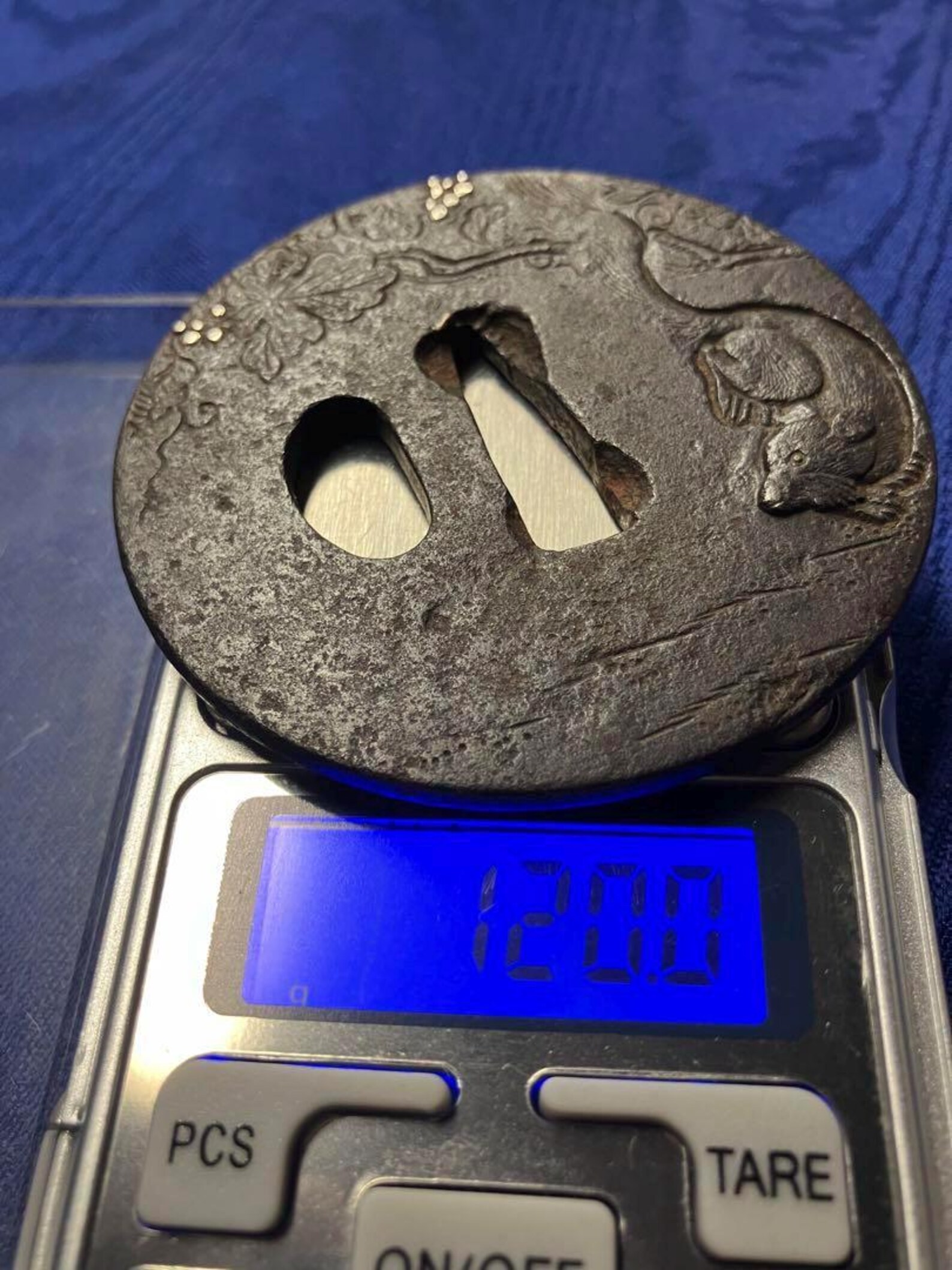 Vintage Iron Tsuba With Silver Inlay | Rare Design, Samurai Sword Guard ...