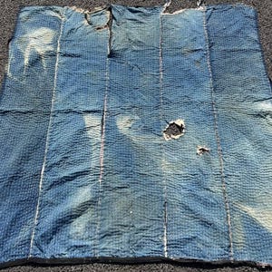Antique Japanese Boro Textile - Indigo Dyed Patchwork Fabric, Sashiko Stitched, Craft & Remake Material