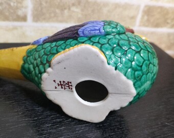 ヴィンテージ九谷焼の陶器製キジの置物 – 手描きの日本の鳥の置物