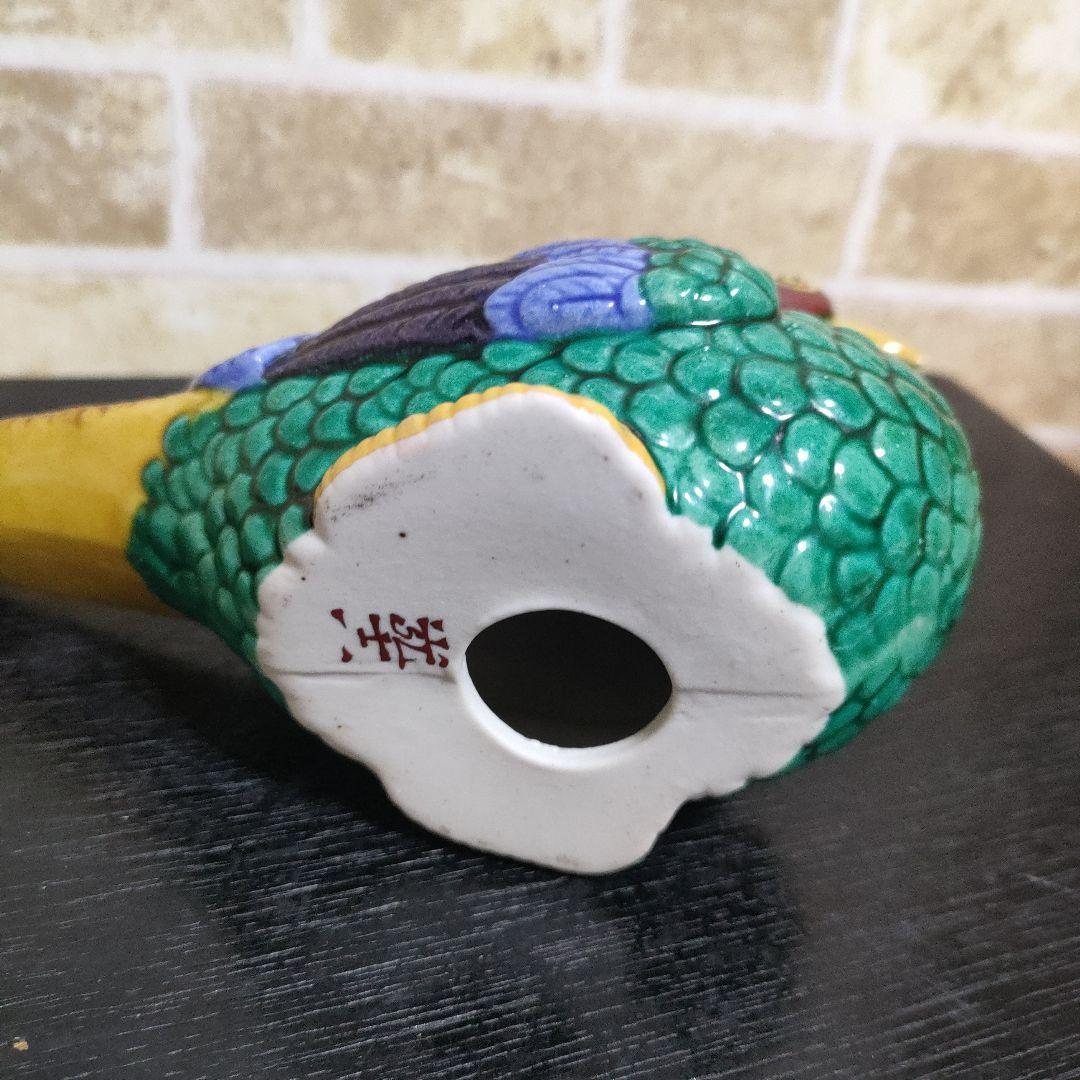 ヴィンテージ九谷焼の陶器製キジの置物 – 手描きの日本の鳥の置物