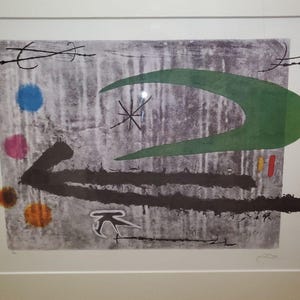 ジョアン・ミロ「左に向かって」サイン入り限定版リトグラフ 4/500 | 額入り抽象アートプリント、ヴィンテージ コレクターアイテム