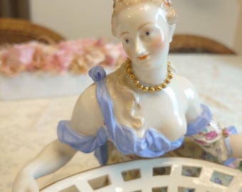 希少なマイセン ポプリボウル ペア – 貴族と貴婦人 – アンティーク