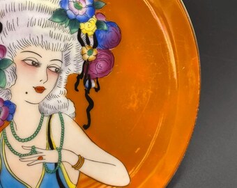 オールド ノリタケ アールデコ プレート – 花をつけた