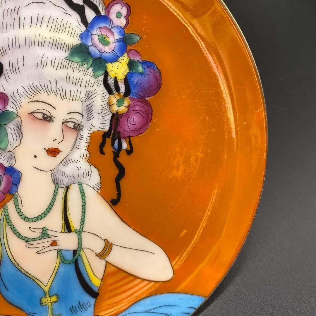 オールドノリタケ　ノリタケ　アールデコ　ポンパドール婦人　プレート　デコレディ オールド ノリタケ アールデコ プレート – 花をつけたポンパドール夫人