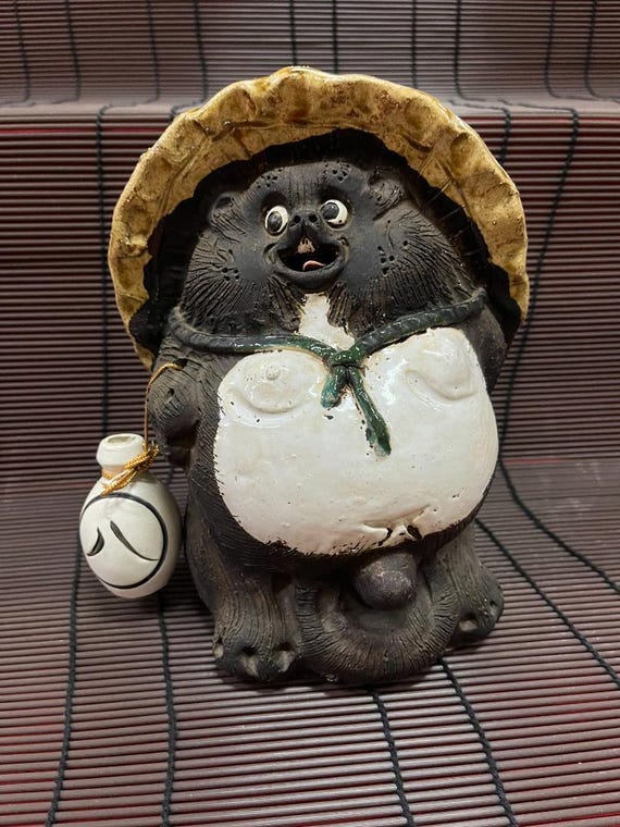 Vintage Shigaraki Tanuki Ceramic Statue – Lucky Raccoon Dog