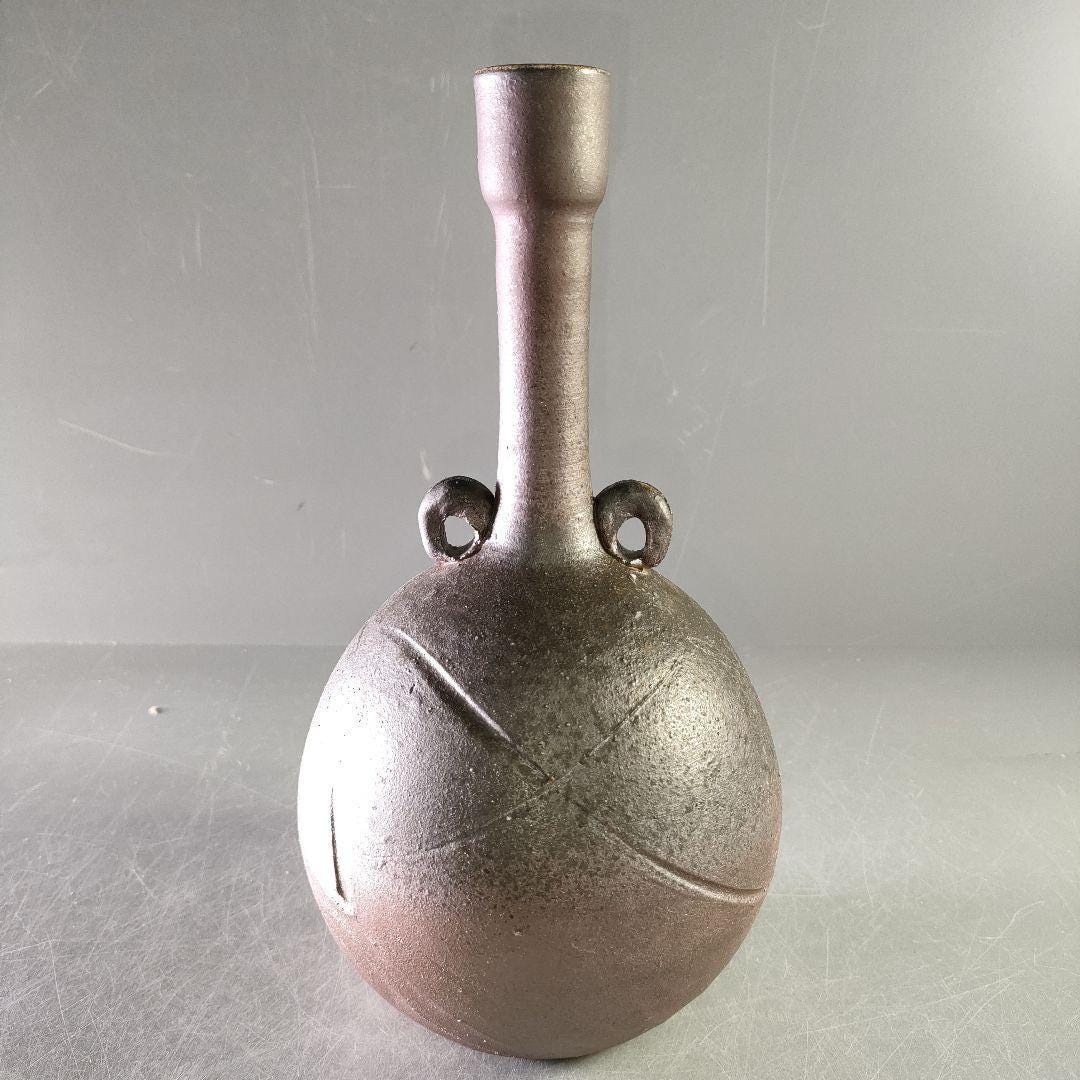 備前焼 陶器製円筒形花器 竹型 箱はありません 【公式通販】