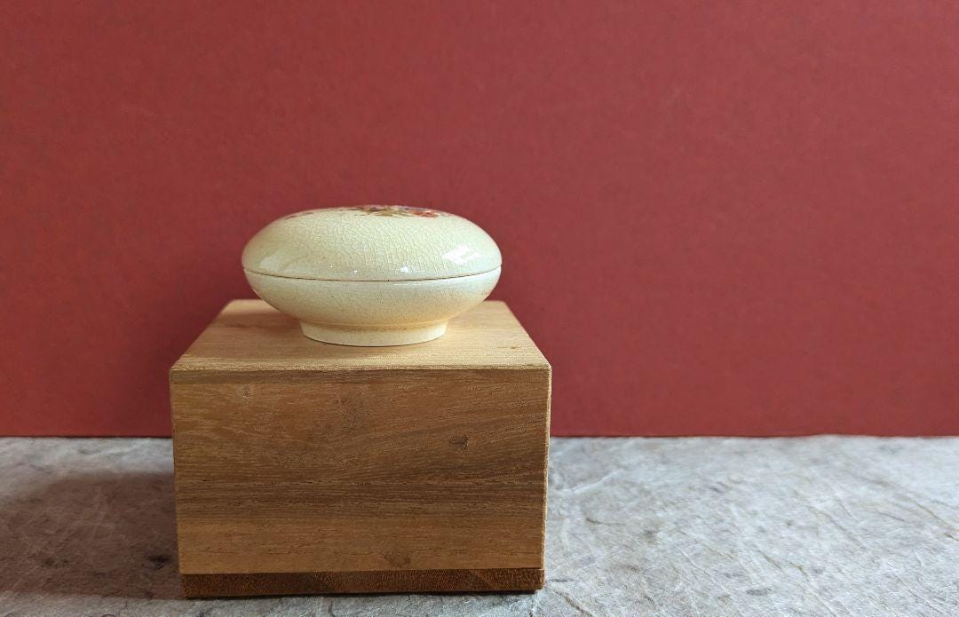 薩摩焼香炉（白釉香合、花文様、銘入り、箱入り）、茶道具 - Etsy 日本