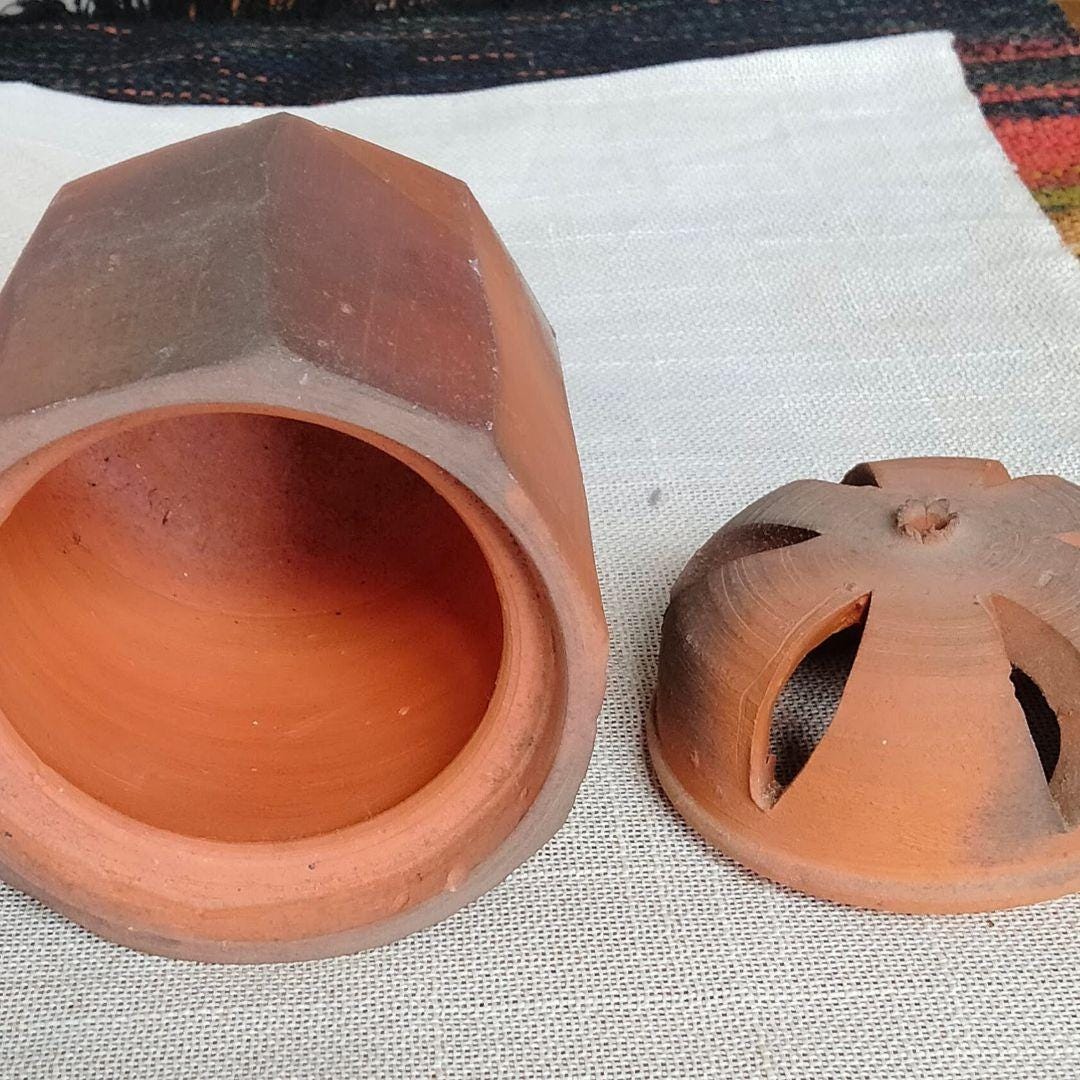 水谷清作 備前焼 香炉 ― 伝統的な素焼きの香炉、銘箱入り、侘び寂びの