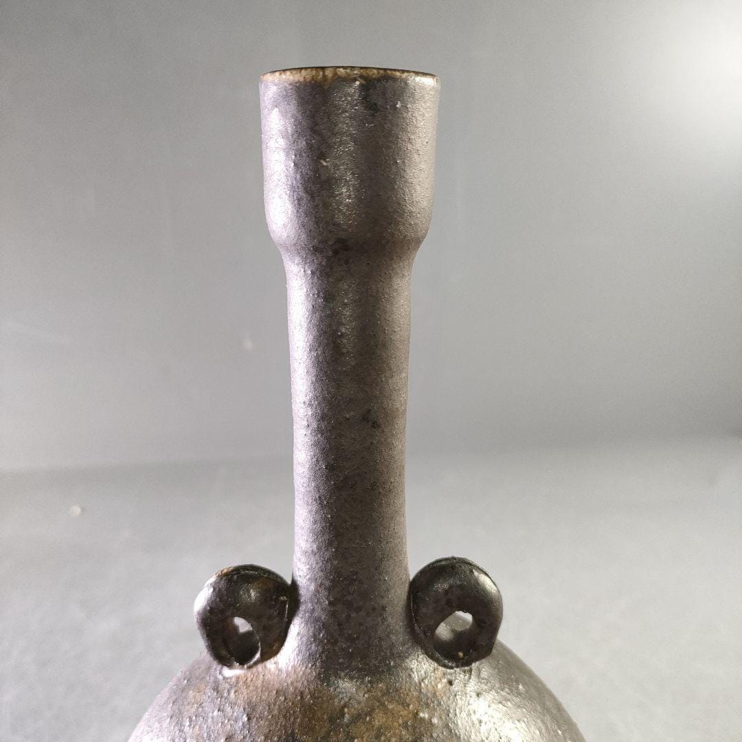 備前焼 陶器製円筒形花器 竹型 箱はありません 【公式通販】