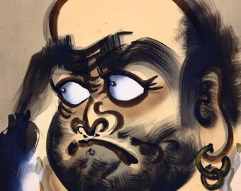 達磨大師を描いた大胆な日本の掛け軸 – 表情豊かな眼差しを持つ禅の