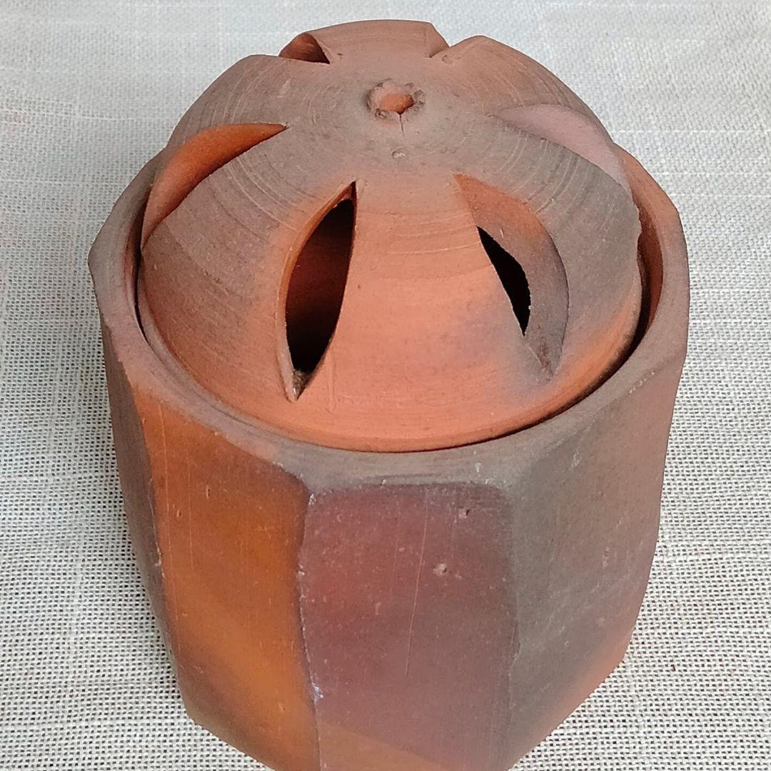 水谷清作 備前焼 香炉 ― 伝統的な素焼きの香炉、銘箱入り、侘び寂びの