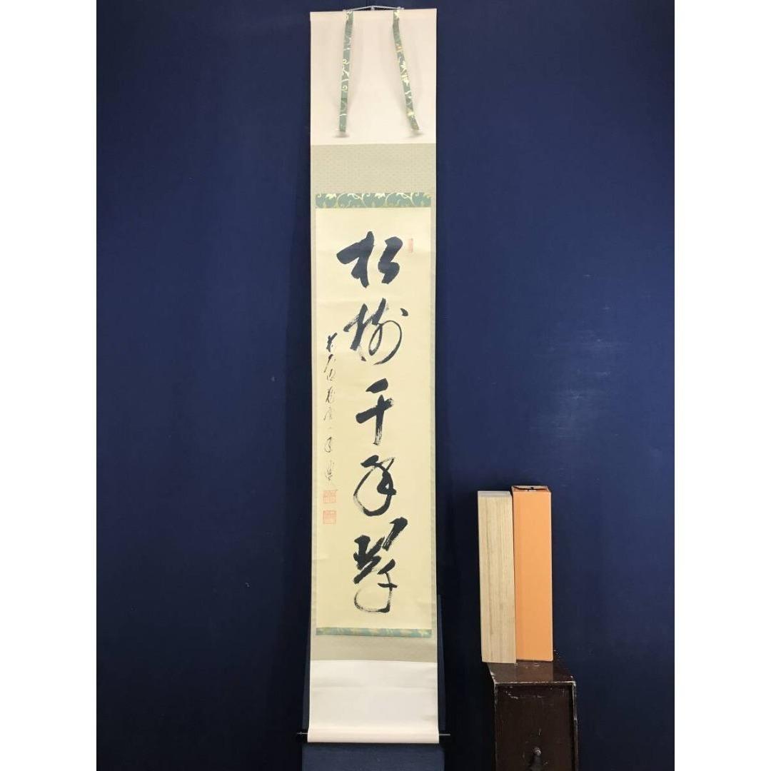 矢野一歩筆 禅書絵巻 「松寿千年の緑」 常緑の松 大徳寺銘 掛軸 36×172