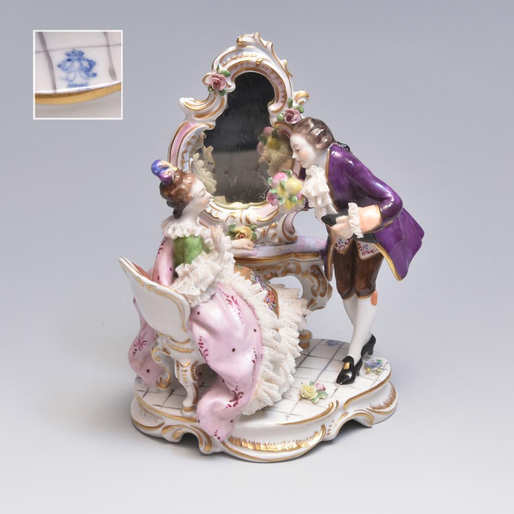 Irish Dresden Lace Figurine – Volkstedt Porcelain Nobility Couple