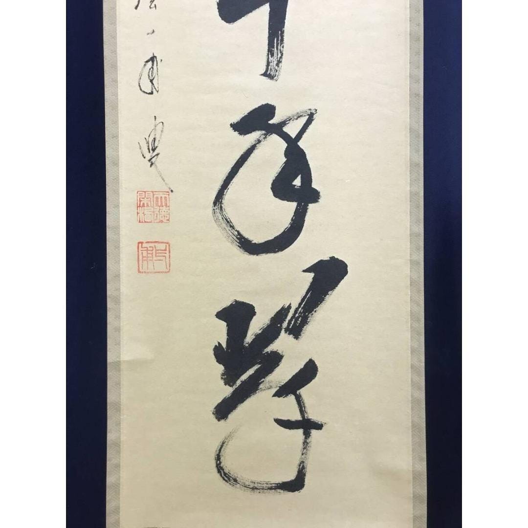 矢野一歩筆 禅書絵巻 「松寿千年の緑」 常緑の松 大徳寺銘 掛軸 36×172
