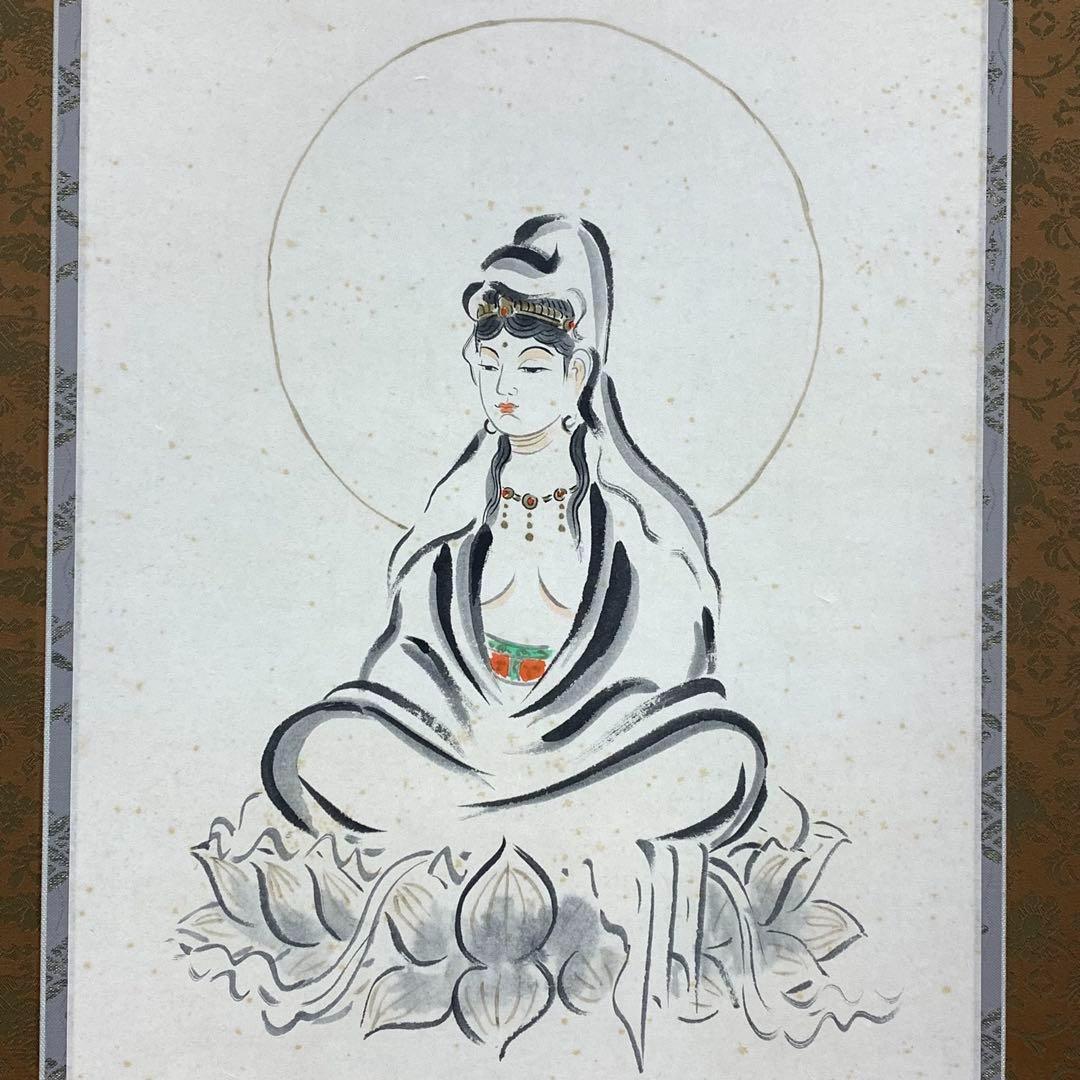 掛軸 松本大圓 聖観音図 共箱 画賛 太巻仕立て 京都清水寺名誉貫主 4-6 松本大円作「聖観音図」掛軸 ― 銘入り友箱入り菩薩坐像 - Etsy 日本