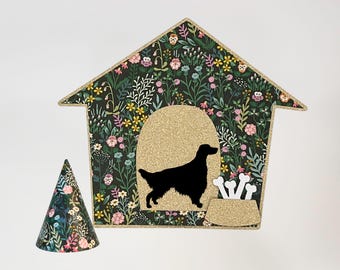 Custom Dog Birthday Cake Topper and Party Hat, Floral Decorations Perfect for Celebrating Your Family Pet's Adoption or Gotcha Day