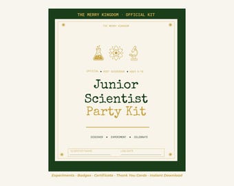 Kit para Festa de Aniversário com Tema de Ciências para Crianças | Kit para Festa de Pequeno Cientista | Idades de 6 a 10 Anos | Download Instantâneo em PDF