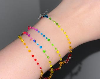 Rainbow Dewdrops Bracelet – Handmade Resin Charm Jewelry