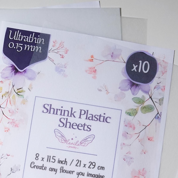 Láminas de plástico termoencogible ultrafinas de 0,15 mm (8 x 11 1/2 pulgadas, 5 o 10 láminas) de Lavila Jewelry