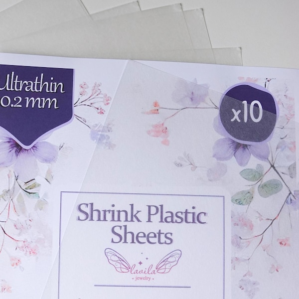 Láminas de plástico termoencogible ultrafinas de 0,2 mm (8 x 11 1/2 pulgadas, 5 o 10 láminas) de Lavila Jewelry