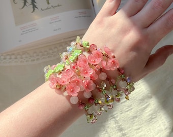 Sakura Whisper Bracelet, Shrink Plastic and Brass, Gift For Her