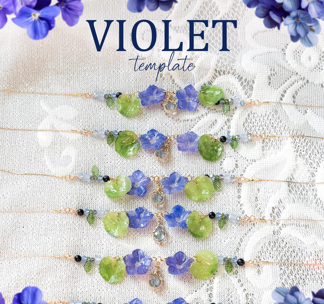 DIGITAL Violet Flower & Leaf Template Shrink Plastic Etsy