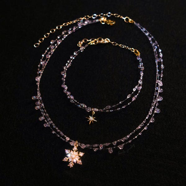 Celestial Dewdrop Set – Winter-Inspired Necklace and Bracelet
