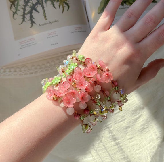 Sakura Whisper Bracelet, Shrink Plastic and Brass, Gift for Her - Etsy