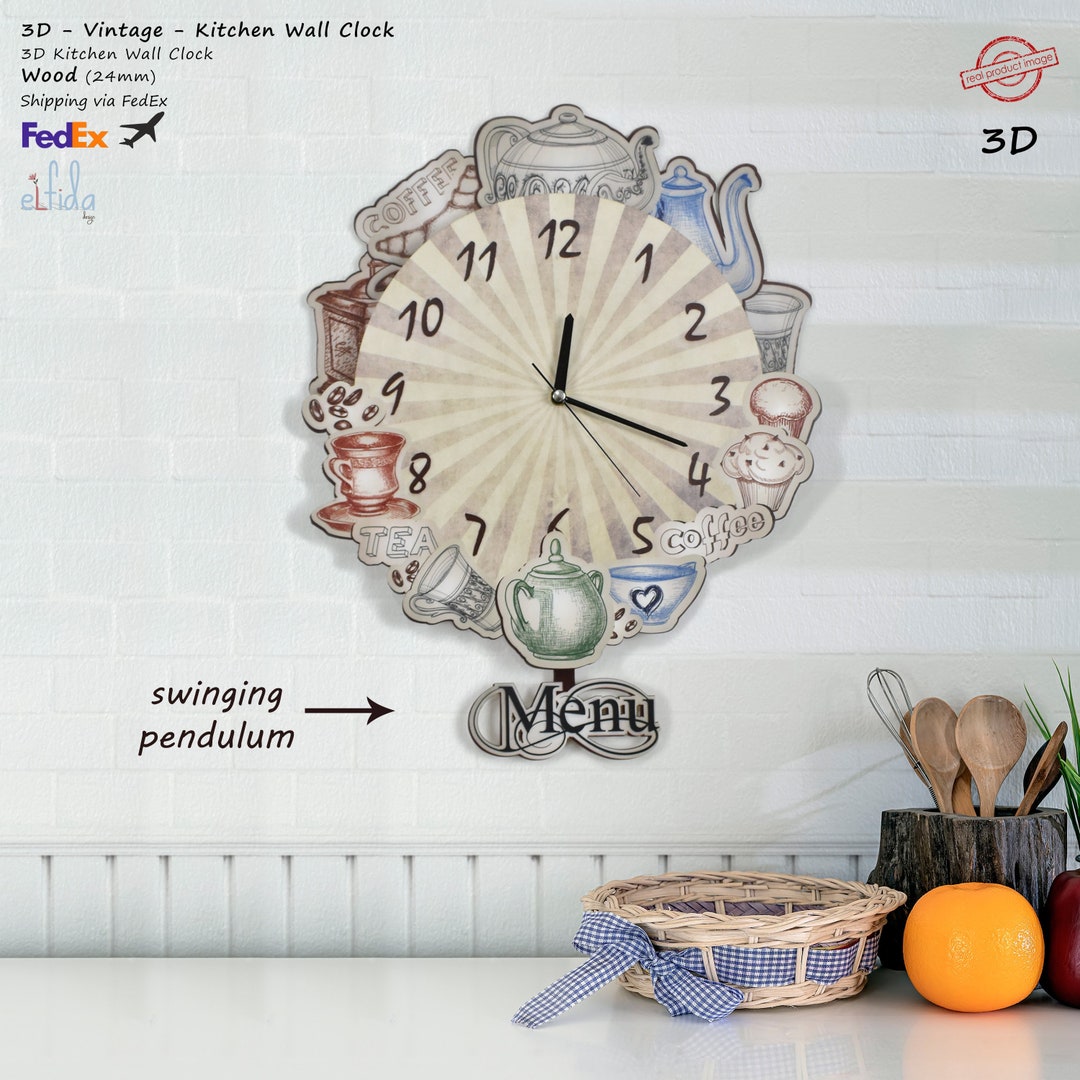 Wall Clock, Kitchen Clock, Kitchen Wall Clock, Pendulum Kitchen Clock