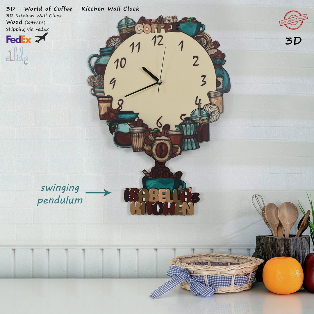 Kitchen Clock, Personalized Clock, Pendulum Kitchen Clock, Kitchen