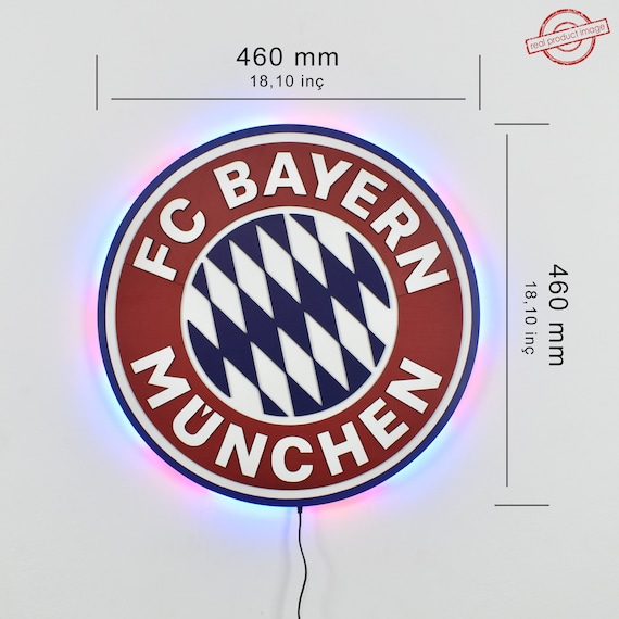3D FC Bayern Munich LED Light Wooden Logo, Wooden Soccer Decor
