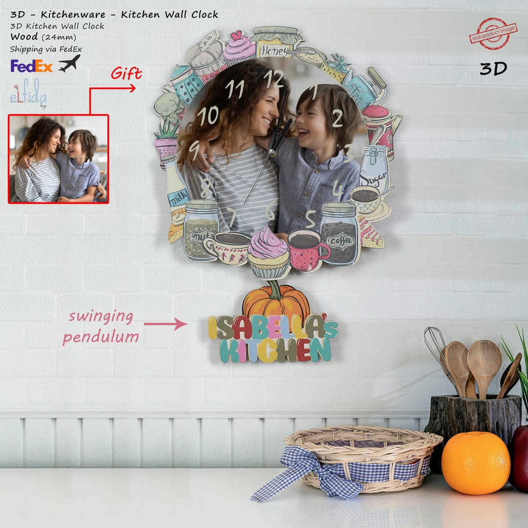 Wall Clock, Kitchen Clock, Kitchen Wall Clock, Pendulum Kitchen Clock