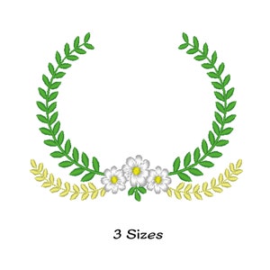 Laurel embroidery designs - frame monogram machine embroidery design - monogram embroidery files - flower embroidery