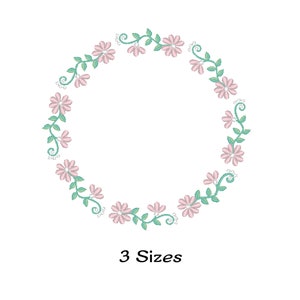 Monogram frame embroidery designs - flower embroidery design - machine embroidery - rose wreath embroidery file