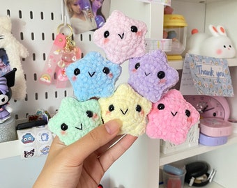 crochet star keyring squishy - handmade plushie | cute/soft stress toy | desk buddy | gift/secret santa | pocket pet | anxiety/fidget animal