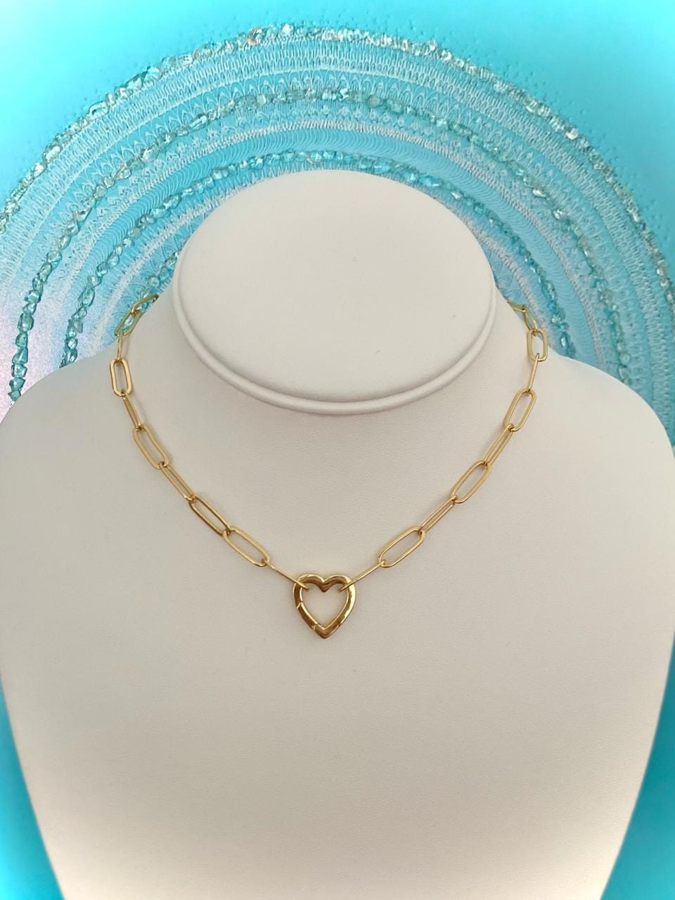 18K Gold Filled Heart Necklace: Paperclip Chain - Etsy
