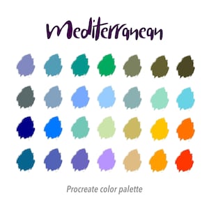 Mediterranean color palette for Procreate / Color swatches / Procreate color palette